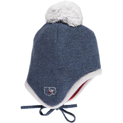 Gorro Merino Baby Pom Pom - Denim