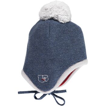 Bonnet à pompon en mérinos pour bébé - Denim 10