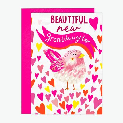 New Granddaughter Baby Bird Neon Print Card