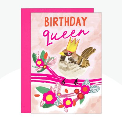Geburtstagskarte mit Königin-Neondruck