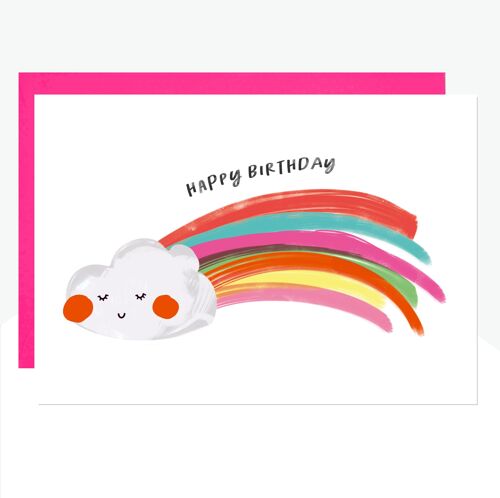 Birthday Rainbow Cloud Neon Print Card