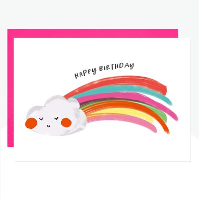 Birthday Rainbow Cloud Neon Print Card