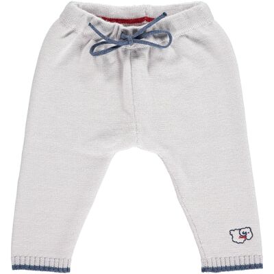 Merino Knitted Baby Leggings - Pearl Grey & Denim