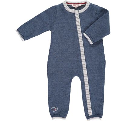 Tuta da giorno per bebè con zip in lana merino - Denim