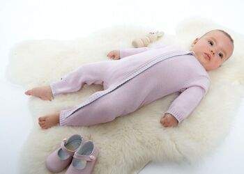 Combinaison de jour zippée en mérinos pour bébé - Pétale 4