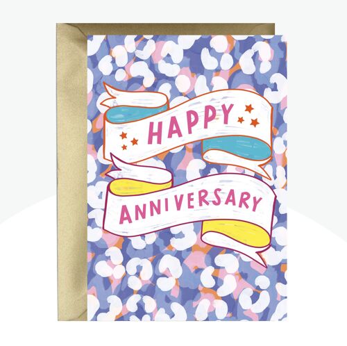 Happy Anniversary Neon Print Card