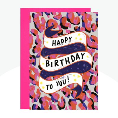 Happy Birthday Neon Print Card