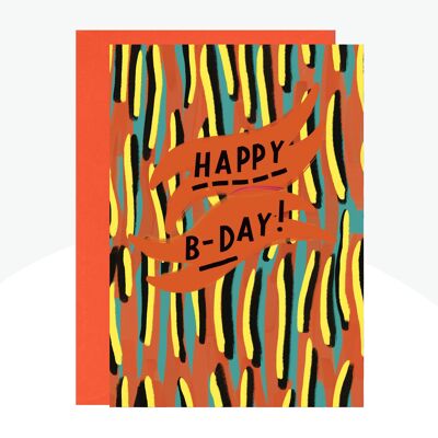 Happy B-Day! Neon Print Card