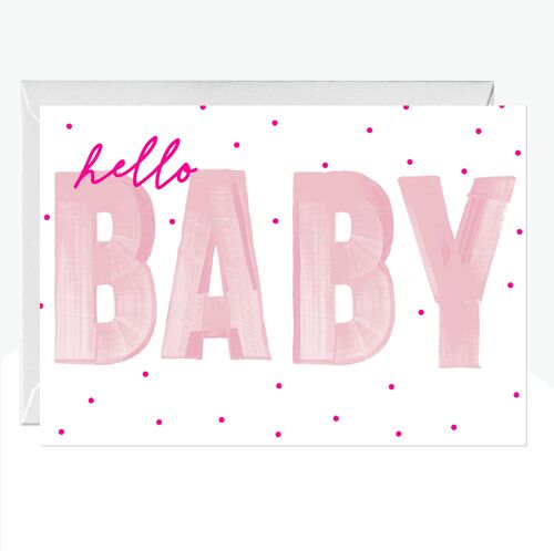 Hello Baby Girl Neon Print Card