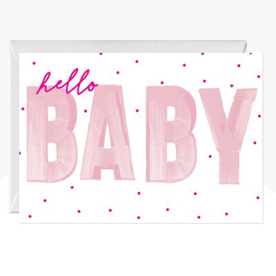 Hello Baby Girl Neon Print Card