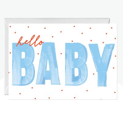 Hello Baby Boy Neon Print Card