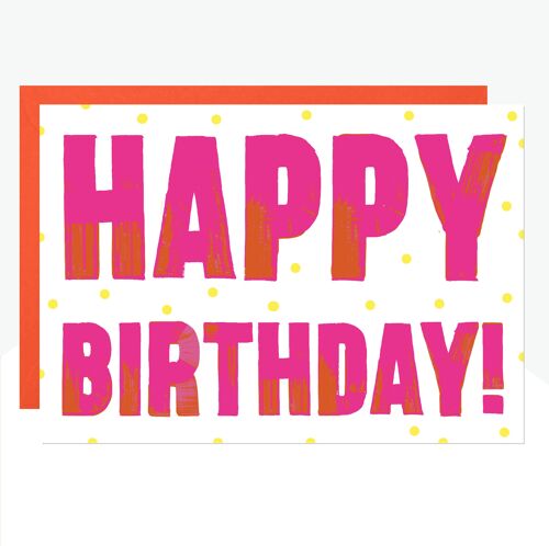 Happy Birthday Bold Neon Print Card