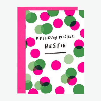 Tarjeta con estampado de neón de cumpleaños de Dotty Bestie