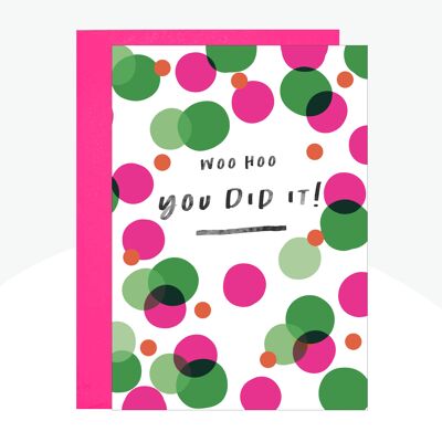 Dotty „Woo Hoo“ Glückwunschkarte im Neondruck