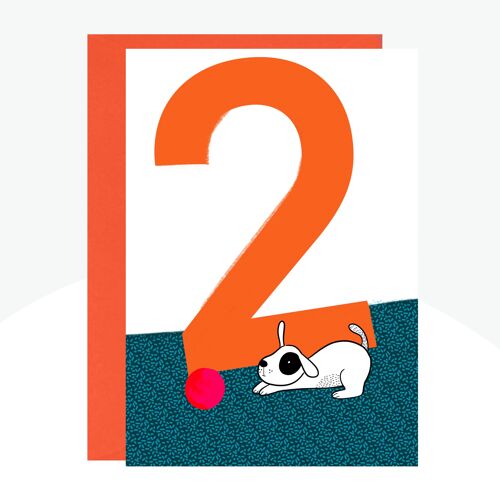 Puppy Age 2 Neon Print Card