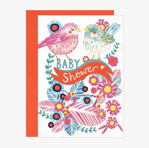 Baby Shower Little Bird Neon Print Card