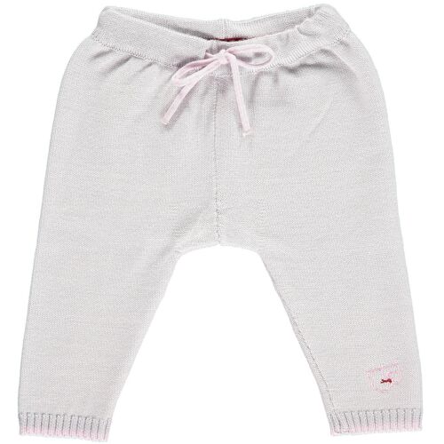 Merino Knitted Baby Leggings - Pearl Grey & Petal