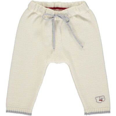 Merino Knitted Baby Leggings - White & Mist