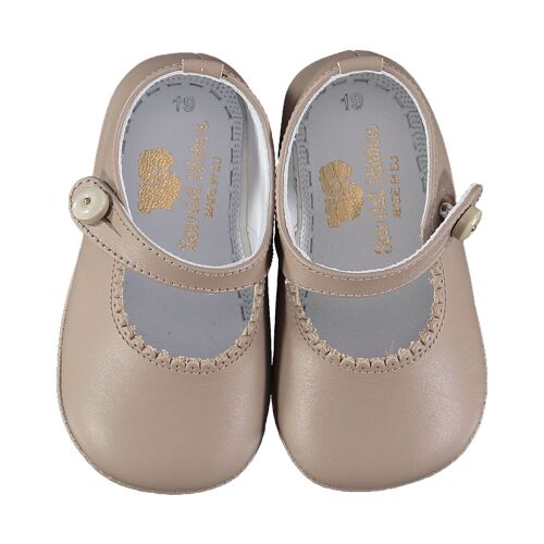 Soft Leather Baby 'Lucy' Shoes - Taupe