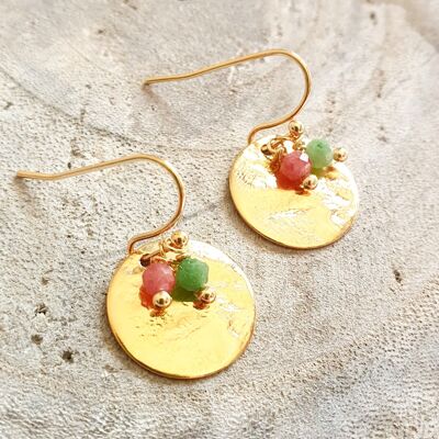 Gold plate and stone earrings