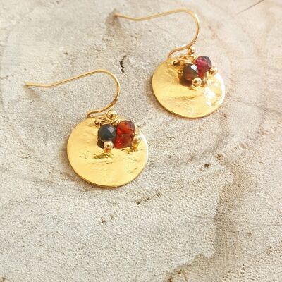 Gold plate and stone earrings