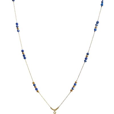 Long necklace - Gold plated chain necklace and Lapis Lazulli
