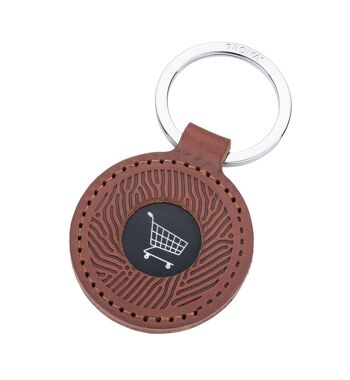 Porte-clés avec puce de panier | en cuir véritable italien de haute qualité | AVENTURE DE PIÈCES DE TROÏKA 1