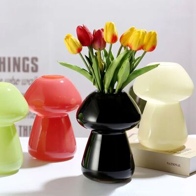 Colored Glass Mushroom Vase