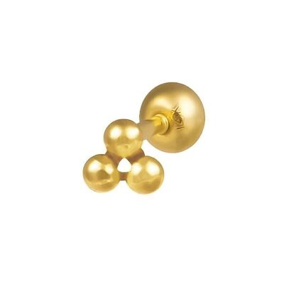 Pendiente piercing de bola triangular de oro macizo de 14 quilates