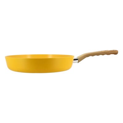 Saffron frying pan 28cm in aluminum induction wood effect handle