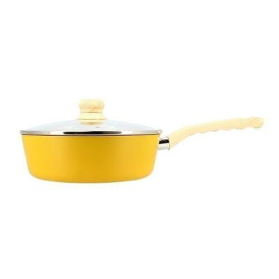 24cm saffron frying pan in induction aluminum with glass lid