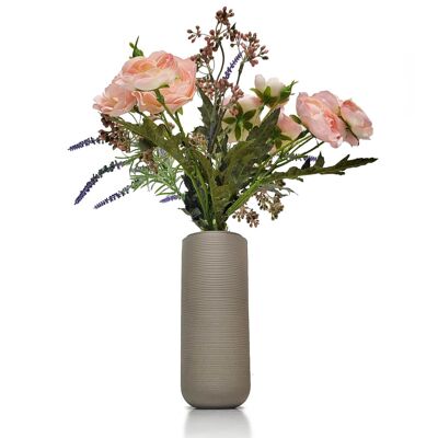 Beige D&M ceramic ribbed flower vases Mild 17cm