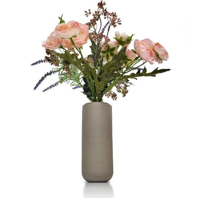 Vases à fleurs nervurés en céramique D&M beige Mild 17cm