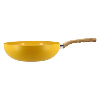 Saffron wok 28cm aluminum induction wood effect handle