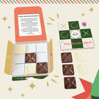 Jeu de morpion en chocolat | moulage de noël |Chocolat enfants | Chocolat de Noel artisanal Chocodic