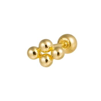 Boucle Oreille Piercing Losange Boule Or Massif 14 Carats 3