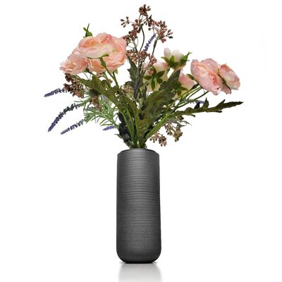 Dark grey D&M ceramic ribbed flower vases Mild 17cm