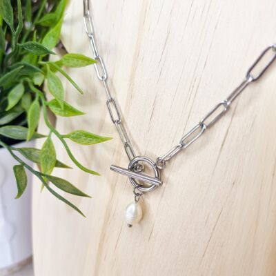 Stainless Steel Bead Toggle Necklace