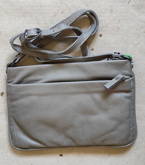 Elise, sac en cuir Gris clair.