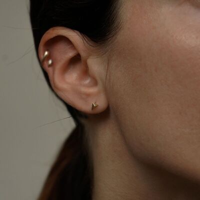 Boucle Oreille Piercing Pyramide Or Massif 14 Carats