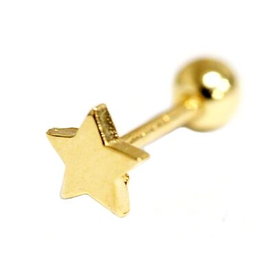 Pendiente piercing estrella de oro macizo de 14 k
