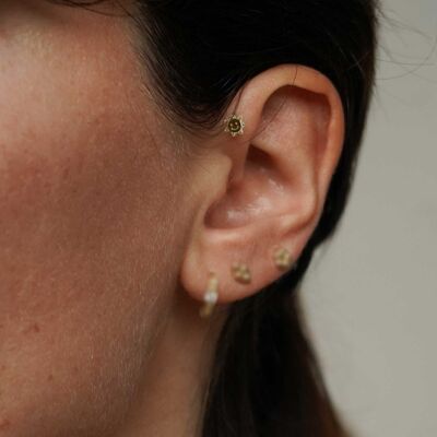 Piercing-Ohrring „Lächelnde Sonne“ aus 14-karätigem Gold