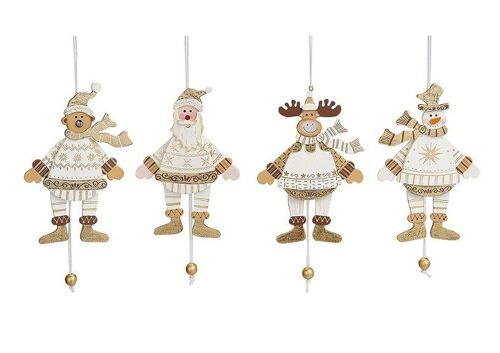 Weihnachts-Hampelmann-Figuren aus Holz, 4-fach sortiert, B14 cm