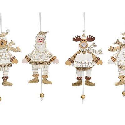 Christmas jumping jack figurines made of wood, 4 assorted, W14 cm