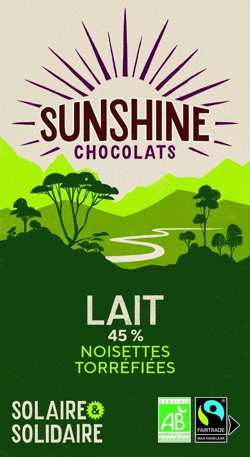 Tablette de Chocolat - Lait noisettes torréfiées bio et équitable