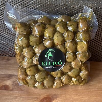 Engraved and Seasoned Green Olives