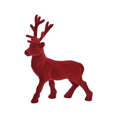 Deer flocked from plastic Bordeaux red (W / H / D) 15x21x4cm