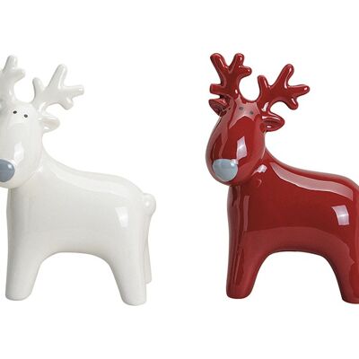 Moose in red and white made of ceramic