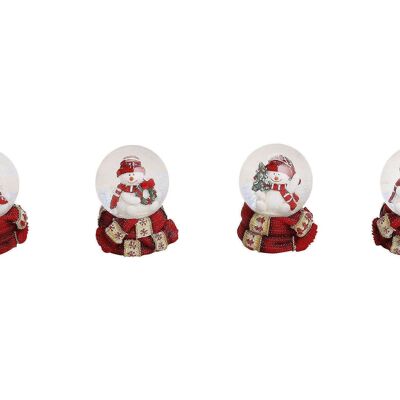 Snow globe snowman made of poly, 4 assorted, 4x6x4cm