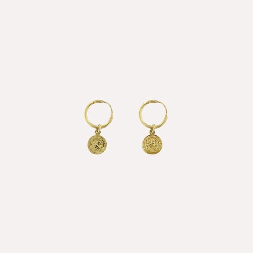 Roman Coin Hoop Earrings